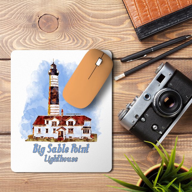 Big Sable Point Lighthouse Watercolor - Michigan Mouse Pad (Creator Uploaded)