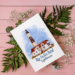 Big Sable Point Lighthouse Watercolor - Michigan Postcard