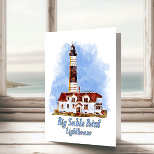 Big Sable Point Lighthouse Watercolor - Michigan Thank You Card