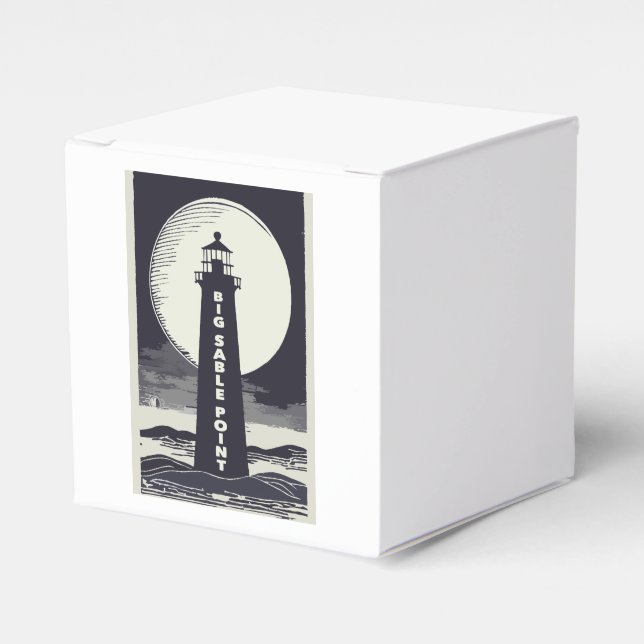 Big Sable Point Michigan Lighthouse Moon Favor Boxes (Front Side)