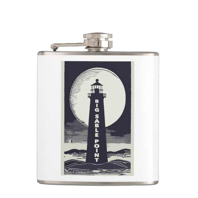 Big Sable Point Michigan Lighthouse Moon Flask (Front)