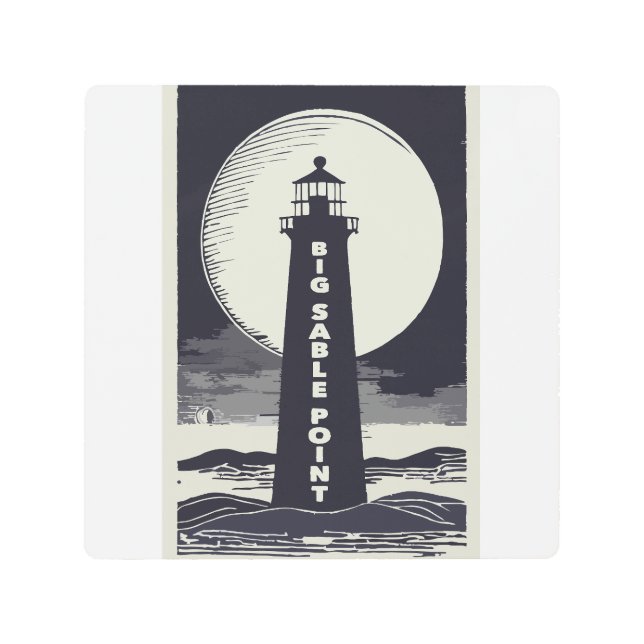 Big Sable Point Michigan Lighthouse Moon Metal Print (Front)