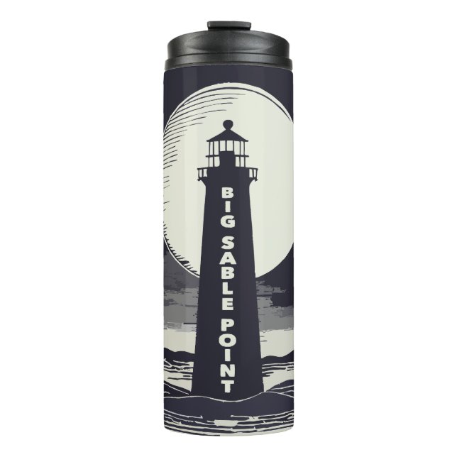 Big Sable Point Michigan Lighthouse Moon Thermal Tumbler (Front)