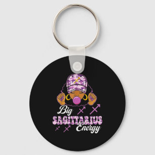 Big Sagittarius Energy Afro Girl With Purple Camou Keychain