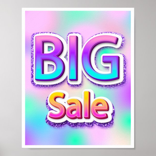 Big Sale Pink End Of Season Holograph Glitter Poster (Front)
