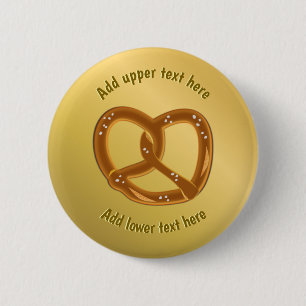 Big salty pretzel - gold look plus your funny text button