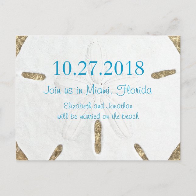 Big Sand Dollar Beach Wedding Announcement Postcard (Front)
