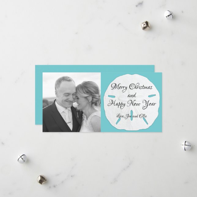 Big Sand Dollar Long Photo Christmas Card (Front/Back In Situ)