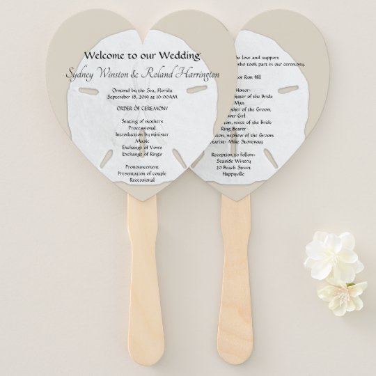 Big Sand Dollars Heart Shaped Wedding Fan Program Zazzle Com