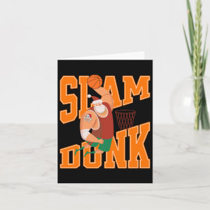 Big Santa Slam Dunk Basketball Christmas Card
