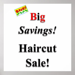 Big Savings Haircut Sale Poster Matte