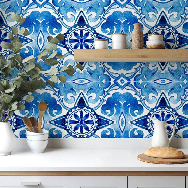 Big scale Mediterranean blue watercolour Ceramic Tile (Creator Uploaded)