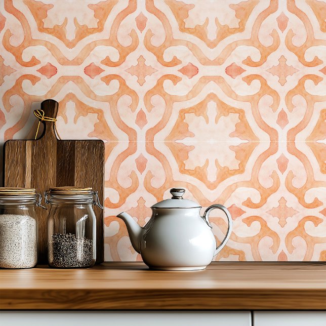 Big scale Morrocan watercolour orange Ceramic Tile (Creator Uploaded)