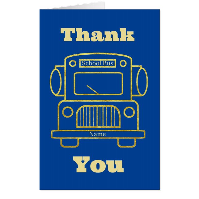 Big School Bus Driver Thank You Card (Front)