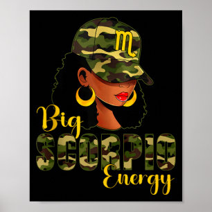 Big Scorpio Energy Camouflage Black Woman Cap Zodi Poster
