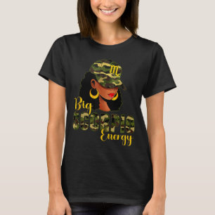 Big Scorpio Energy Camouflage Black Woman Cap Zodi T-Shirt