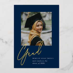 Big Script Grad Foil Invitation