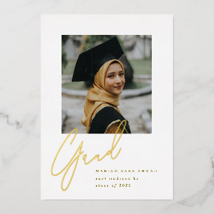 Big Script Grad Foil Invitation