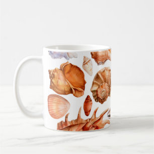 big set of seashells on an isolated white backgrou coffee mug
