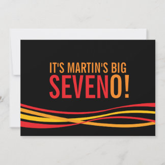 Big SevenO! simple ribbon birthday invite
