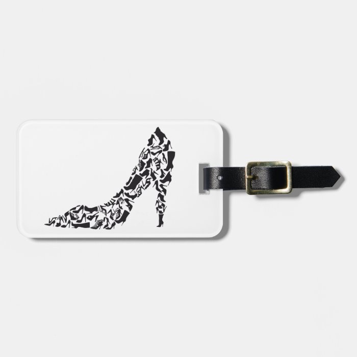 big shoe with different shoe silhouettes tags for bags