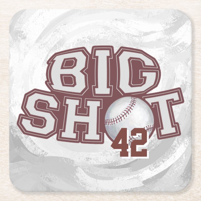 Big Shot Baseball Square Paper Coaster (Front)