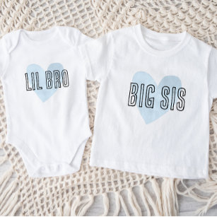 Big Sis Blue Heart Matching Sibling Family Baby T-Shirt