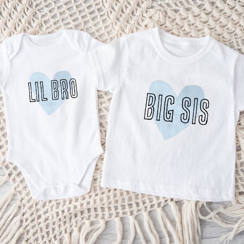 Big Sis Blue Heart Matching Sibling Family Baby T_Shirt