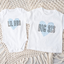 Big Sis Blue Heart Matching Sibling Family Baby T-Shirt