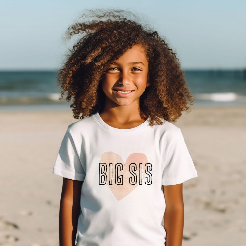 Big Sis Blush Heart Matching Sibling Family Baby T_Shirt