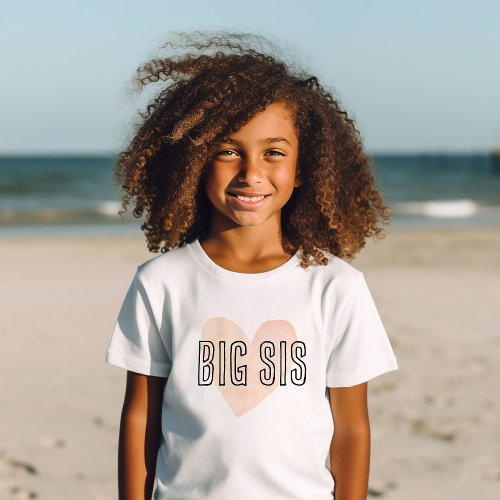 Big Sis Blush Heart Matching Sibling Family Baby T_Shirt