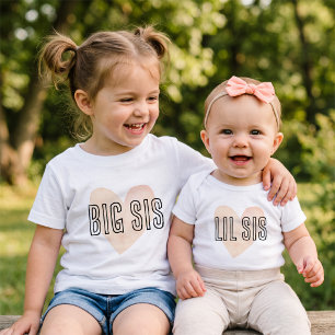 BIG SIS Blush Heart Siblings Matching Family Baby T-Shirt