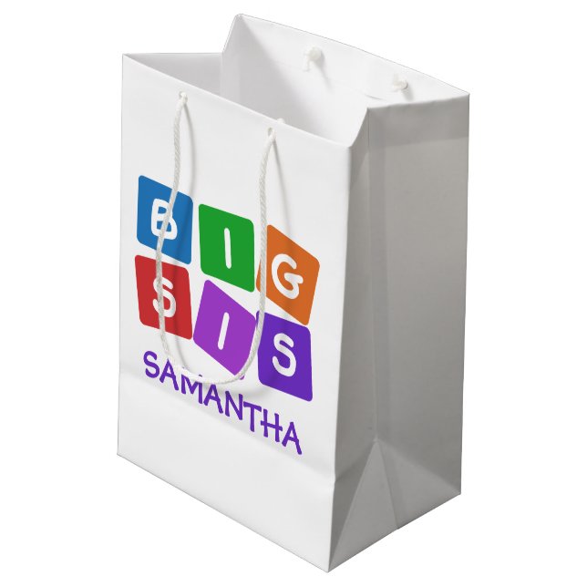 Big Sis custom name gift bags (Back Angled)
