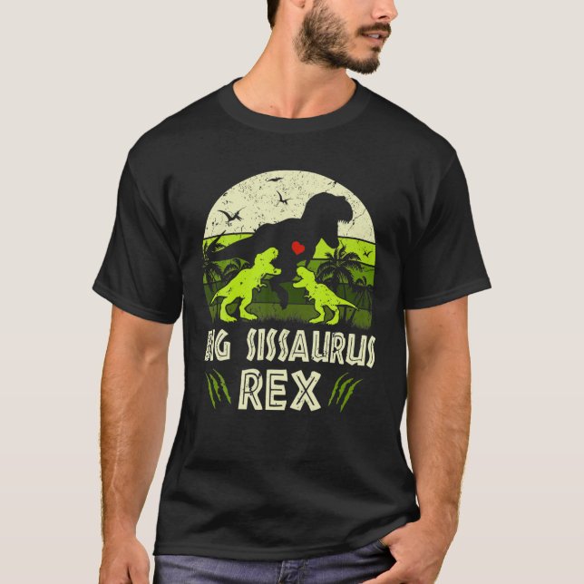 Big Sis Dinosaur T Rex Big Sissaurus 2 Kids Family T-Shirt (Front)