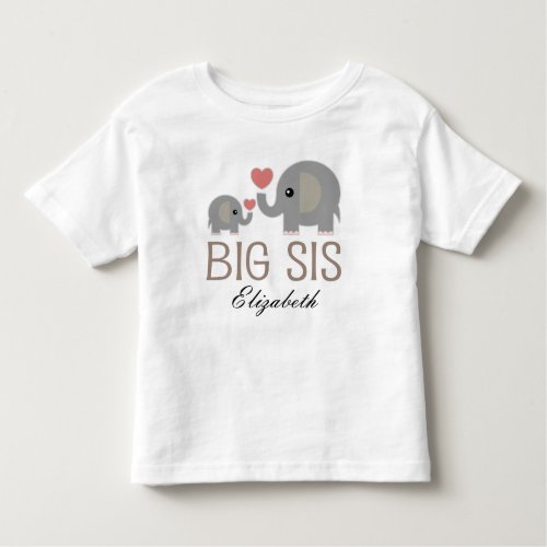 Big Sis Girls Cute Elephant Personalized T_shirt