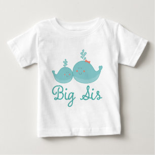 Big Sis Nautical Whales Girls Ruffle T-shirt