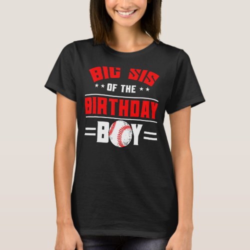 Big Sis Of The Birthday Boy Baseball Theme Family  T_Shirt