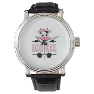 Big Sis Of The Birthday Girl Cow Sister Family Par Watch