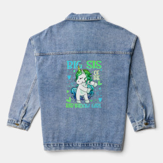 Big Sis of the Birthday Girl Flossing Unicorn Big Denim Jacket