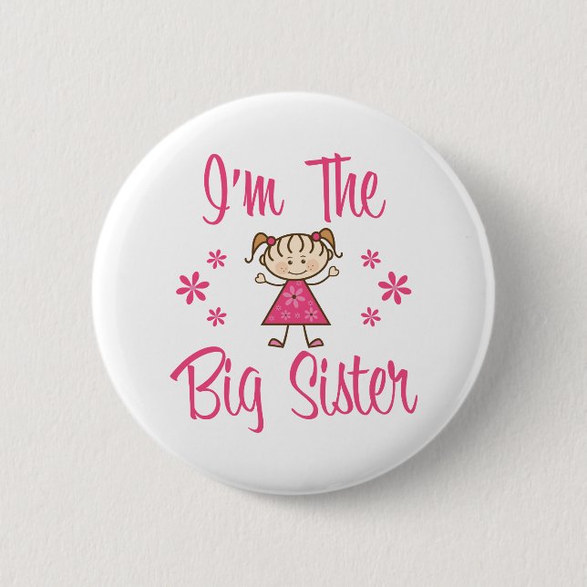 Big Sis Pink Girl Button (Front)