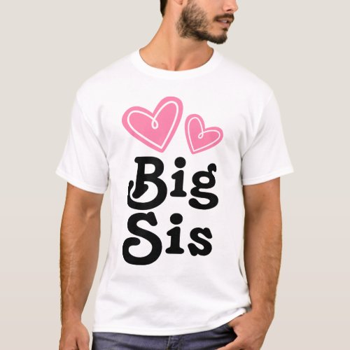 Big Sis Pink Heart Tee Shirt