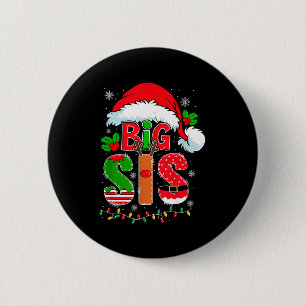 Big Sis Santa Hat New Big Sister Announcement Xmas Button