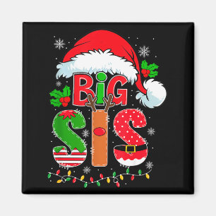 Big Sis Santa Hat New Big Sister Announcement Xmas Magnet
