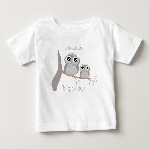 Big sister adjustable name with cute owls baby T_Shirt