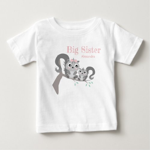 Big sister adjustable name with cute squirrels baby T_Shirt