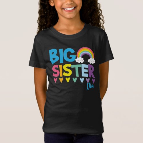 Big sister adorable colorful rainbow and hearts T_Shirt
