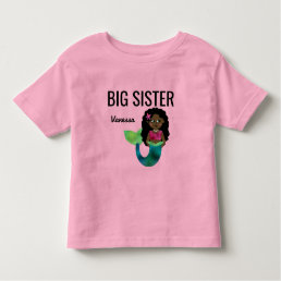 Big Sister African American Mermaid Faux Foil Girl Toddler T-shirt