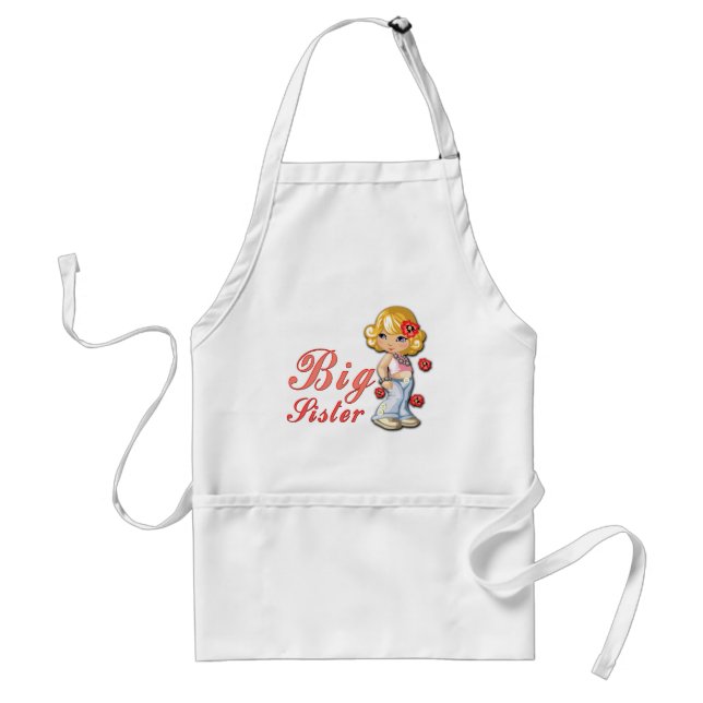 Big Sister and Flowers Adult Apron (Front)