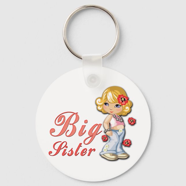 Big Sister and Flowers Keychain (Front)