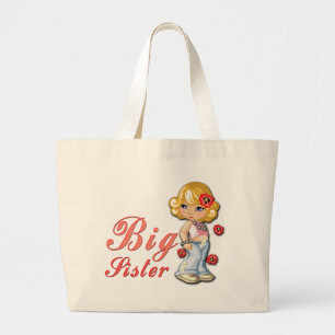 Big Sister and Flowers Large Tote Bag